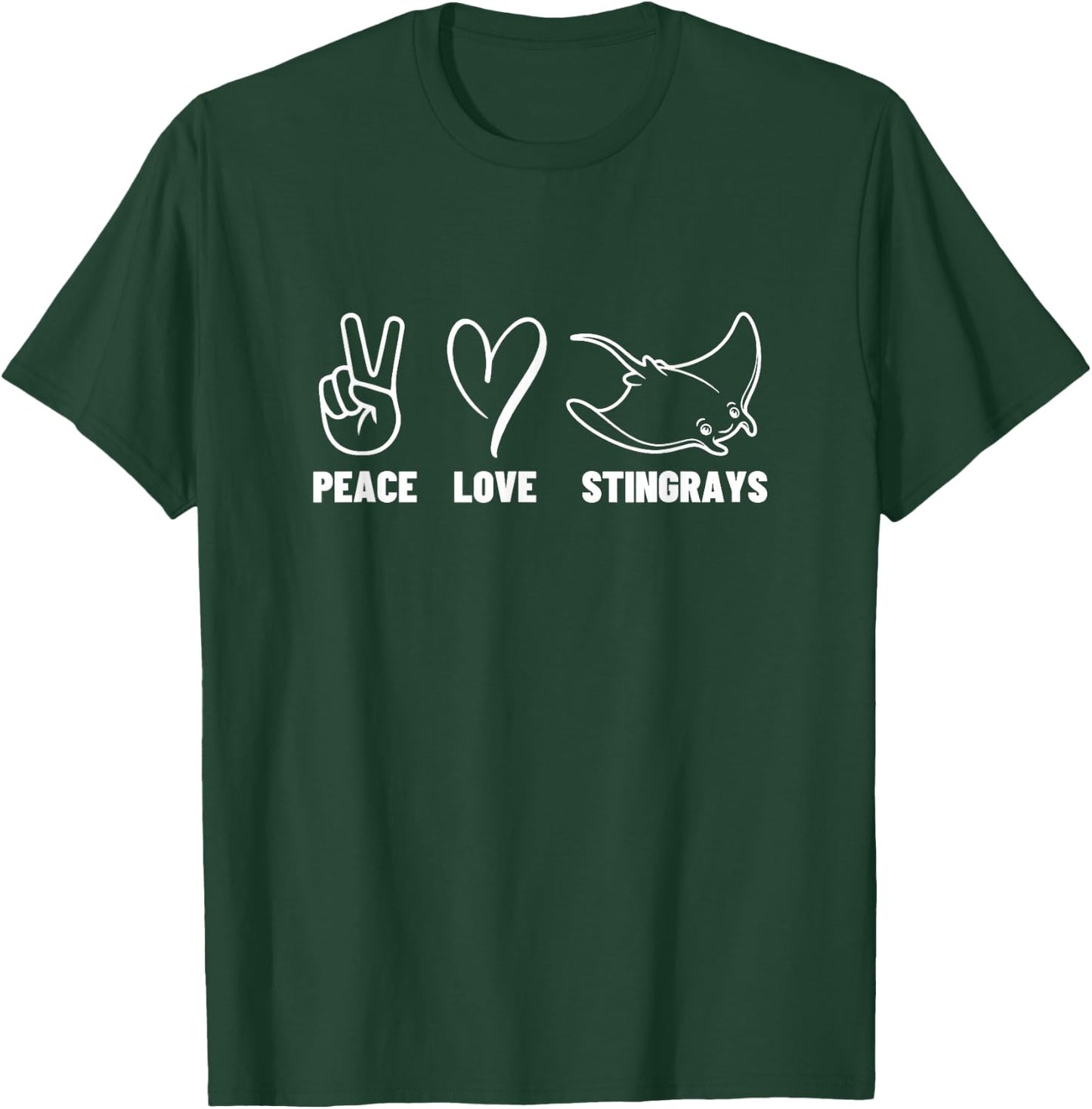 Peace Love Stingrays Men Women Cute Stingray T-Shirt - T-Shirt | Forest