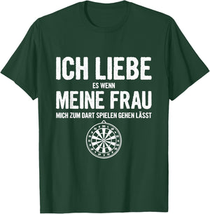 Men's with German Text "Ich Liebe Es Wenn Meine Frau Mich Dart Spielen" (Ich Liebe Es Wenn Meine Frau, black T-Shirt - T-Shirt | Forest