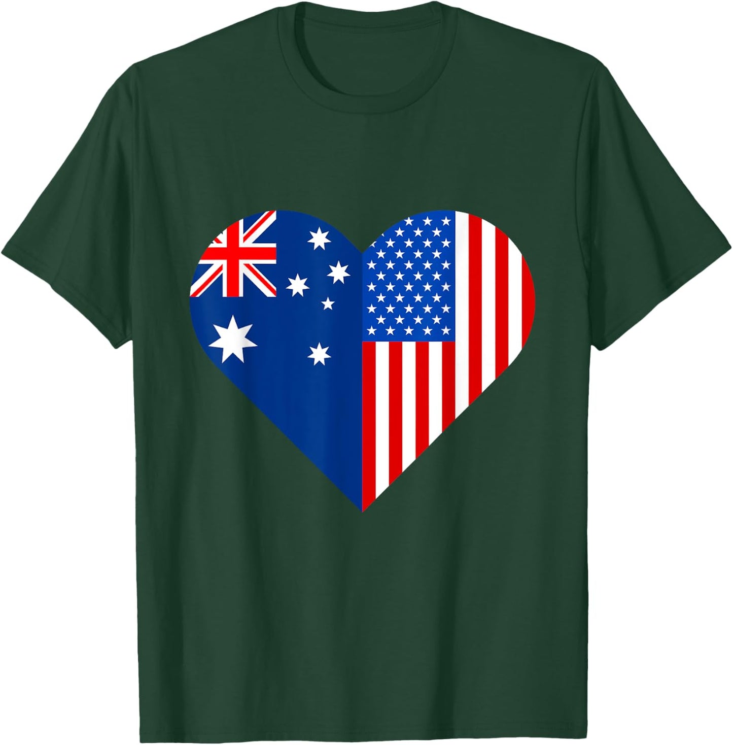 USA Australia Flag Shape Matching Couple Aussie Men Women T-Shirt - T-Shirt | Forest