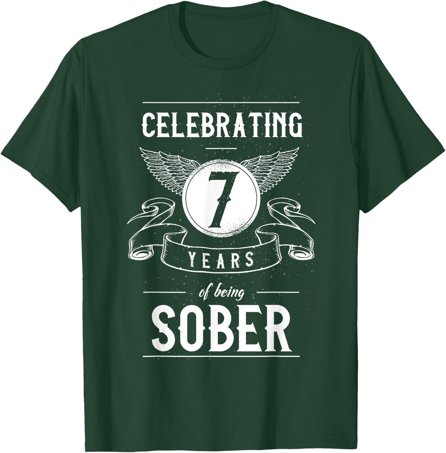 Sobriety Recovery Anniversary 7 Years Sober T-Shirt - T-Shirt | Forest