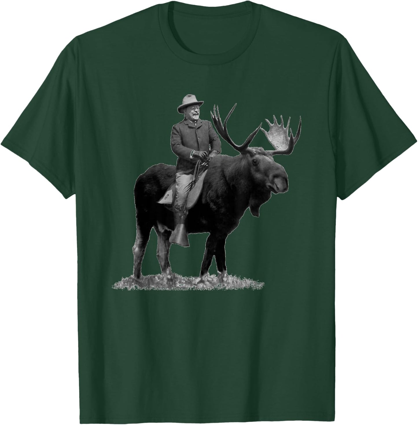 Teddy Roosevelt Riding A Bull Moose T-Shirt - T-Shirt | Forest