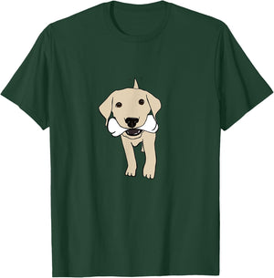 Yellow Labrador Retriever Puppy With Bone Lab Lover Gift T-Shirt - T-Shirt | Forest