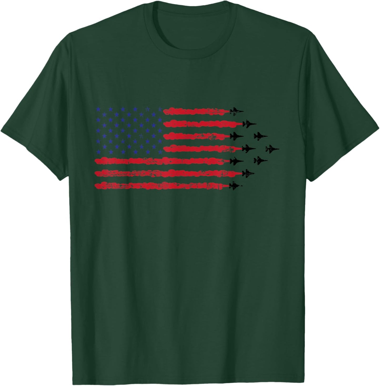 Patriotic vintage American flag F-16 formation T-Shirt - T-Shirt | Forest