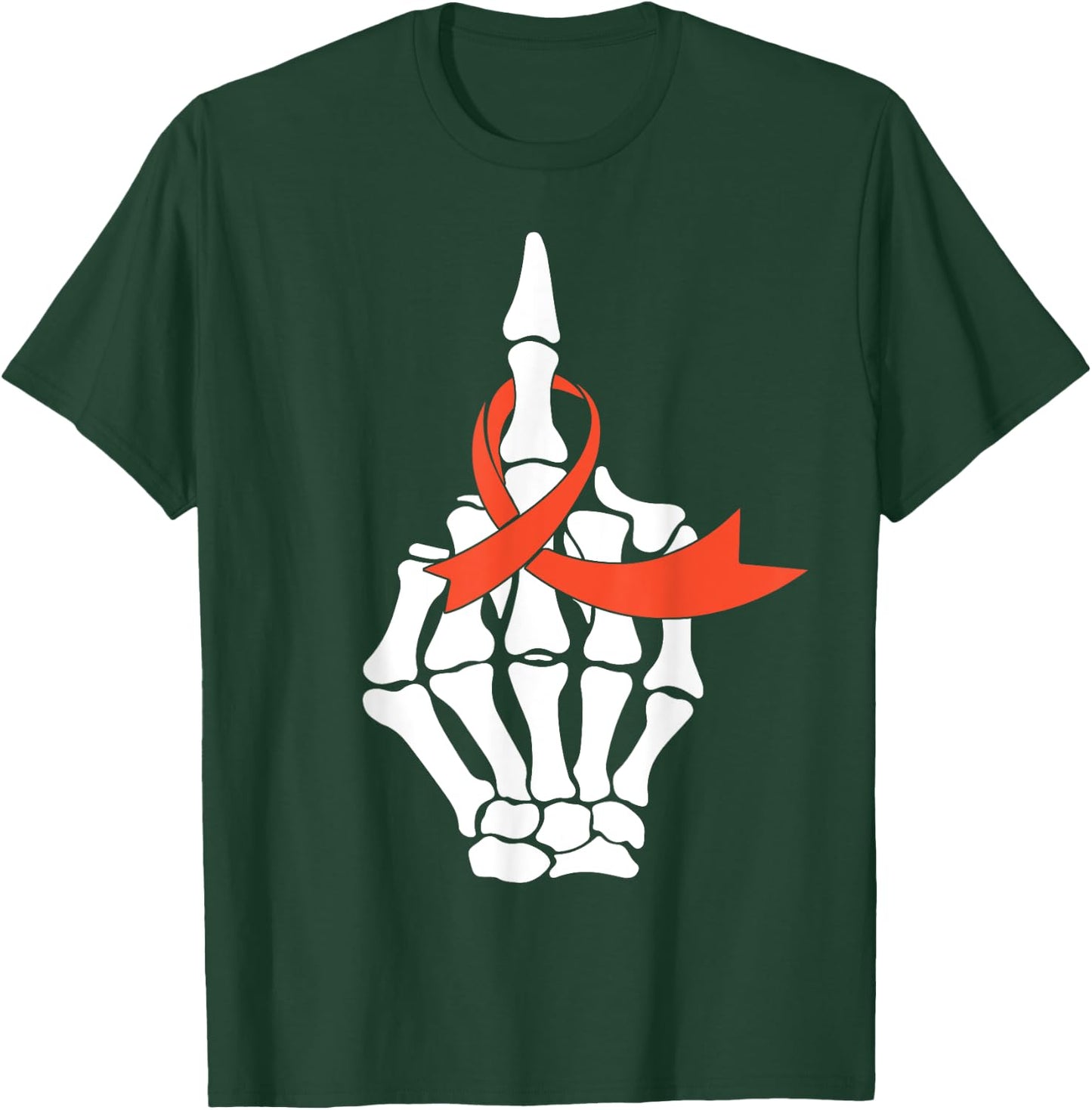Fuck Kidney Cancer Awareness Middle Finger Orange Ribbon T-Shirt - T-Shirt | Forest