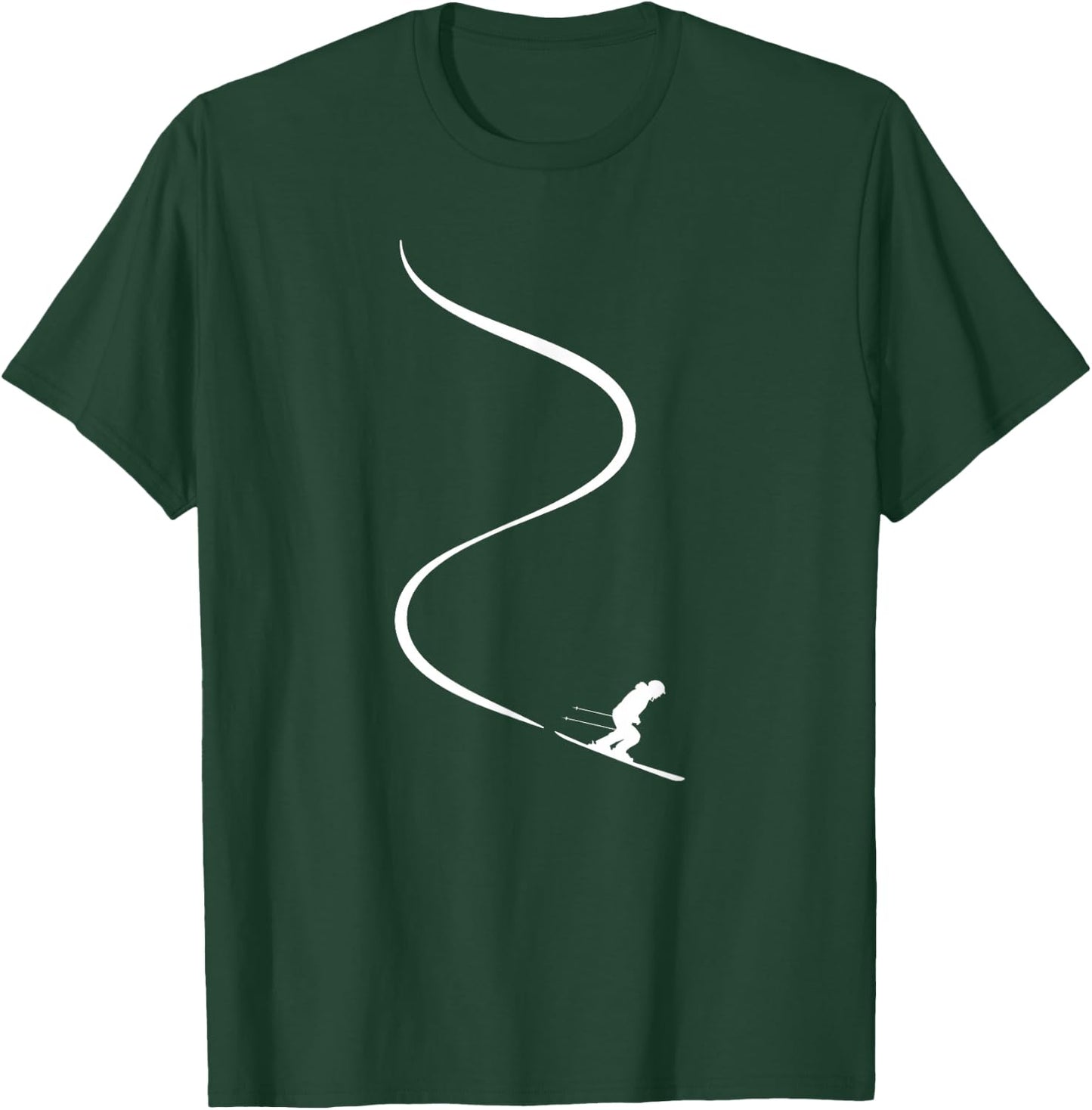 Skier with Tracks in deep Powder Snow Freeride Gift T-Shirt - T-Shirt | Forest