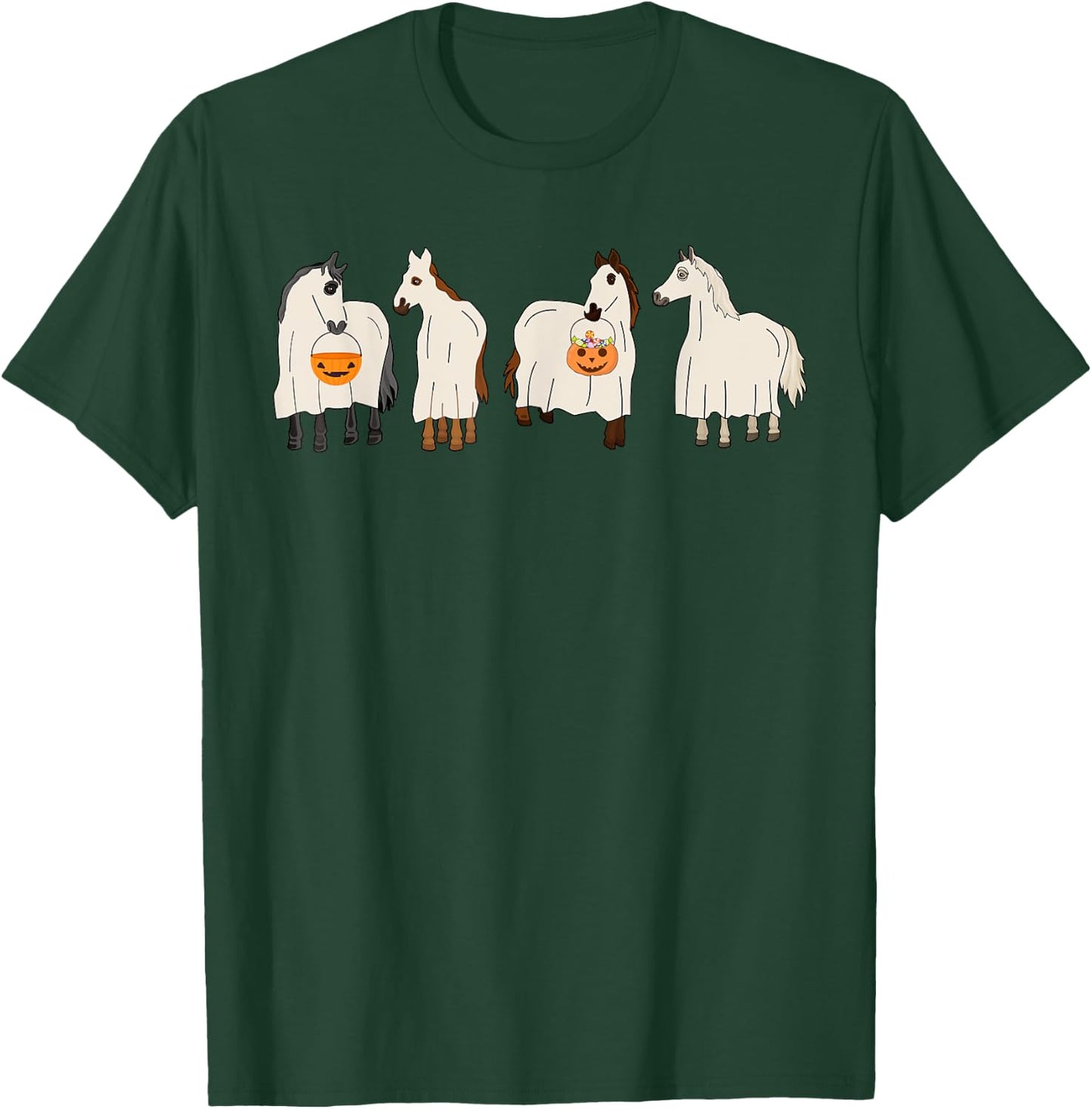 Halloween Ghost Horses Spooky Season Funny Horse T-Shirt - T-Shirt | Forest