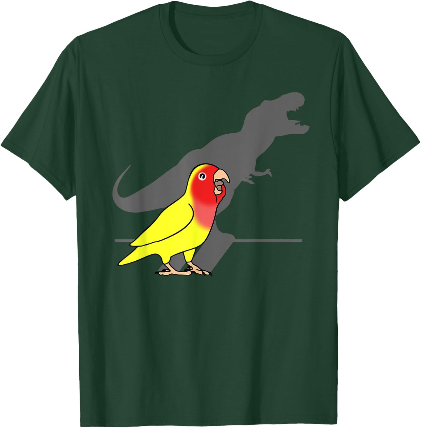 Funny Dinosaur T-Rex Shadow Rosy faced Yellow Lovebird T-Shirt - T-Shirt | Forest