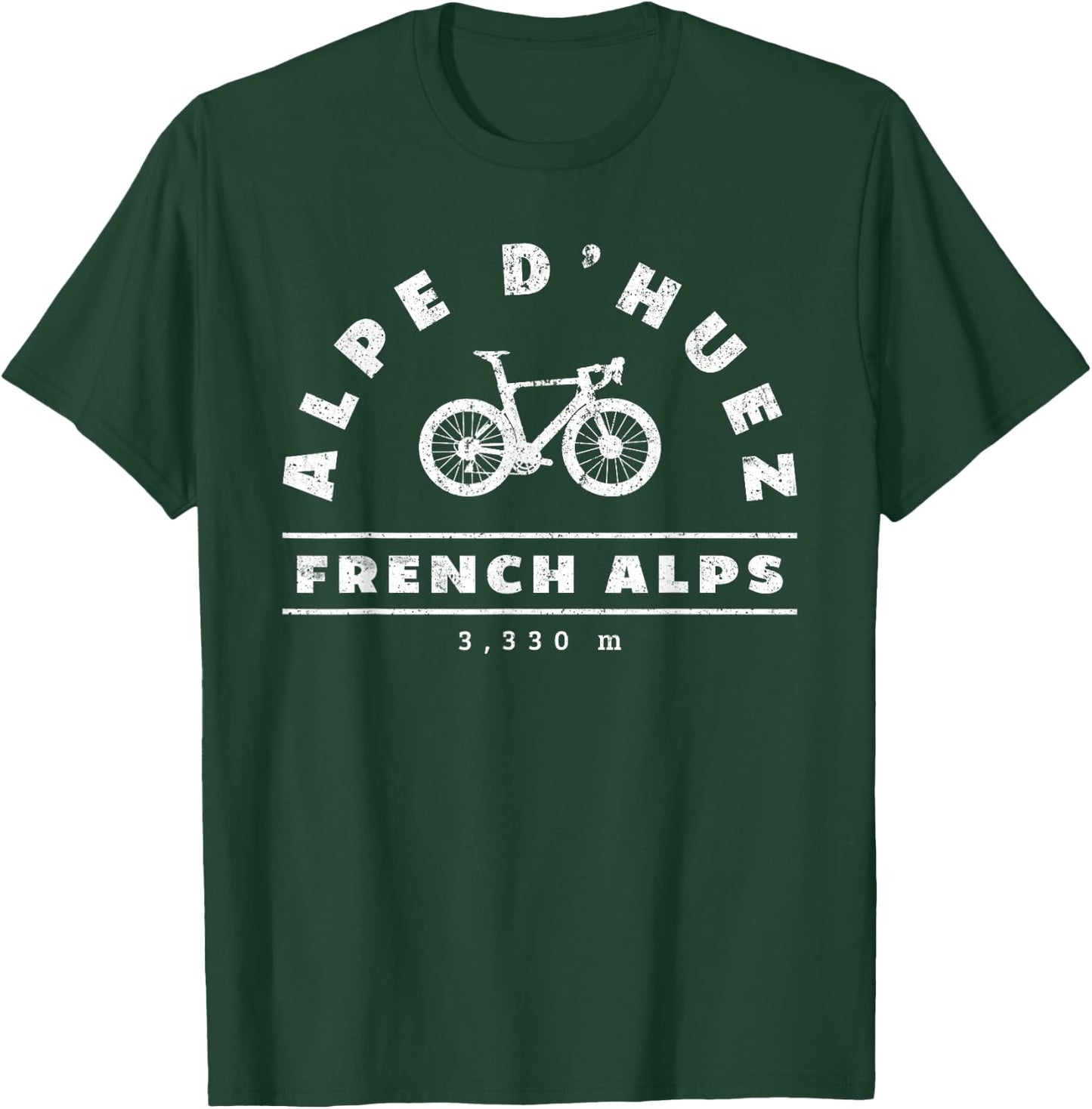 Alpe d'Huez French Alps Cylists Bike Themed Cycling Bicycle T-Shirt - T-Shirt | Forest