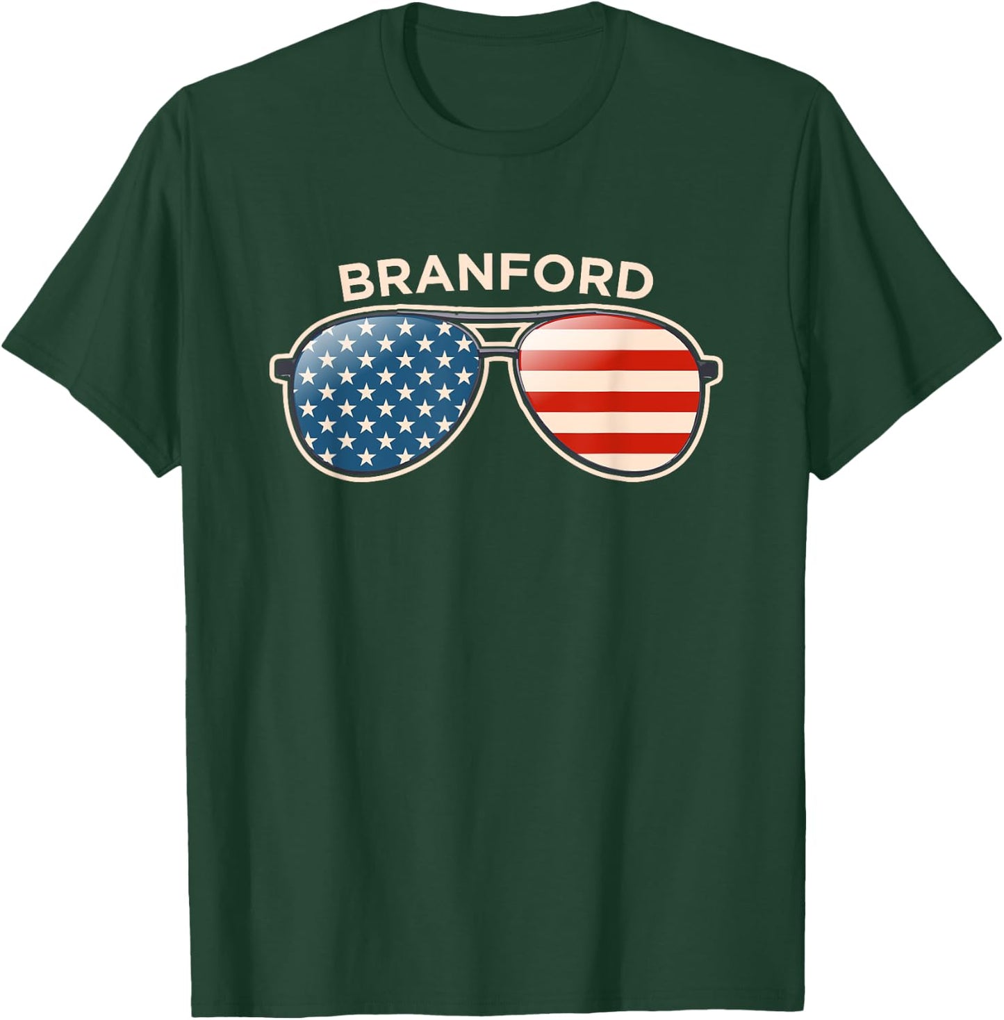 Branford, CT Vintage US Flag Sunglasses T-Shirt - T-Shirt | Forest