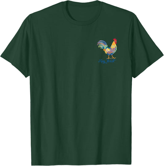 Key West Rooster Front and Back Pocket Art T-Shirt - T-Shirt | Forest