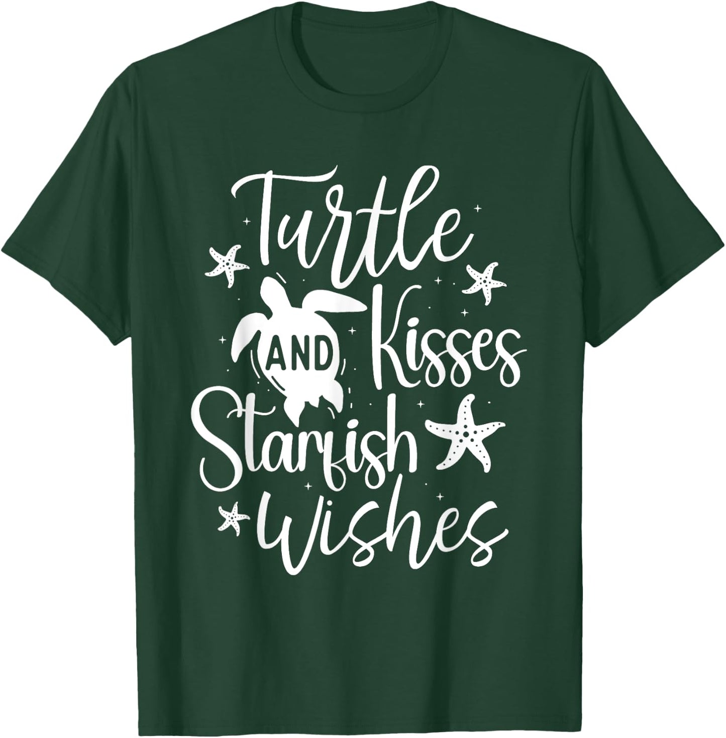 Turtle And Kisses Starfish Wishes - Wildlife Cute Tortoise T-Shirt - T-Shirt | Forest