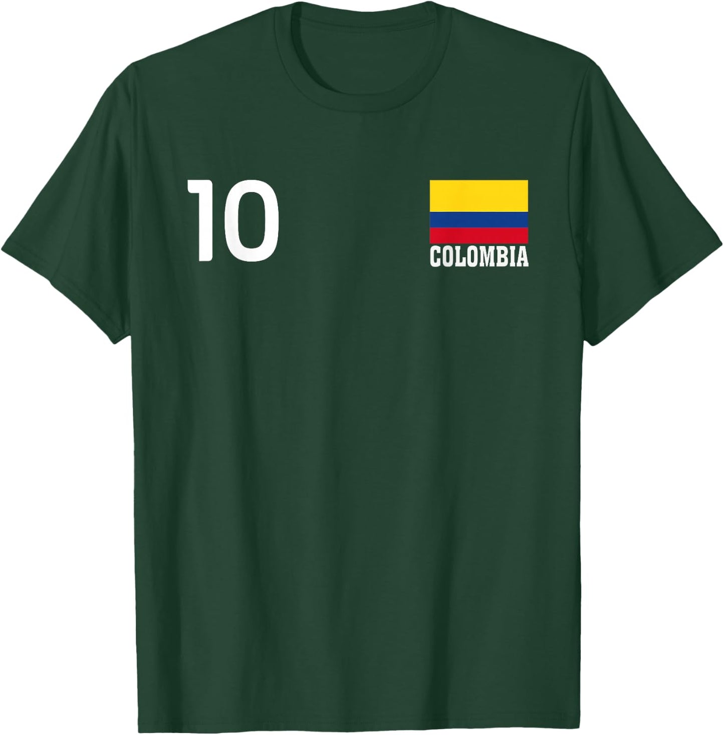 Colombia Number 10 National Flag Country Pride Heritage T-Shirt - T-Shirt | Forest