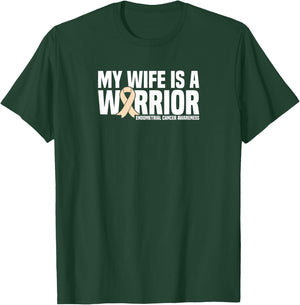 My Wife is a Warrior Endometrial Cancer Awareness T-Shirt - T-Shirt | Forest