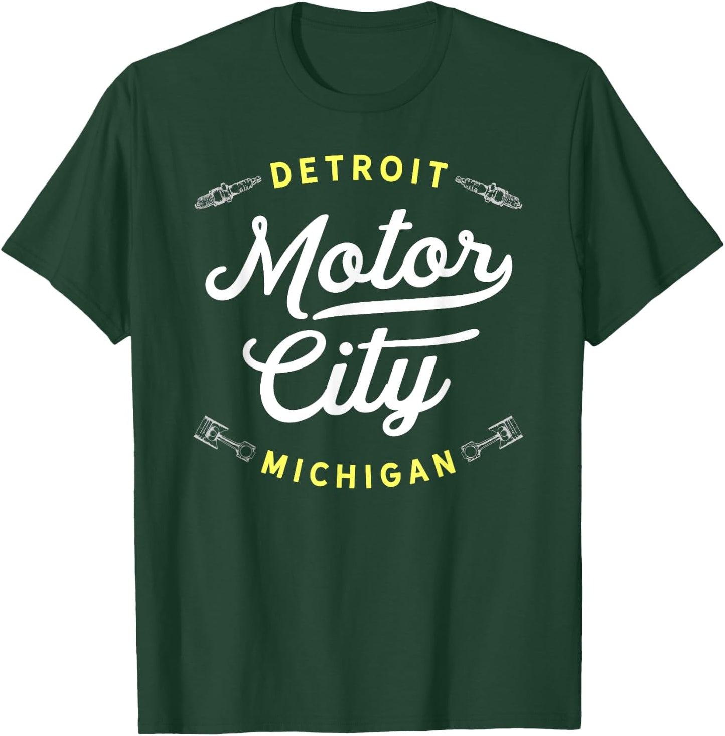 Iconic Motor City Detroit Michigan Throwback USA Novelty T-Shirt - T-Shirt | Forest