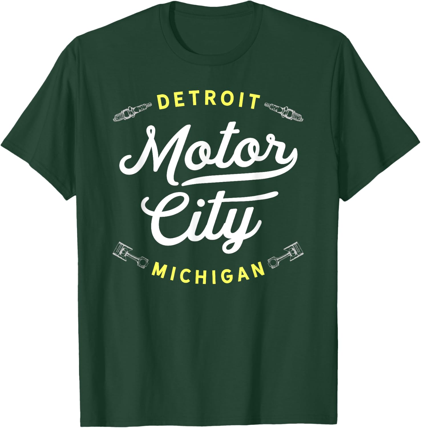 Iconic Motor City Detroit Michigan Throwback USA Novelty T-Shirt - T-Shirt | Forest