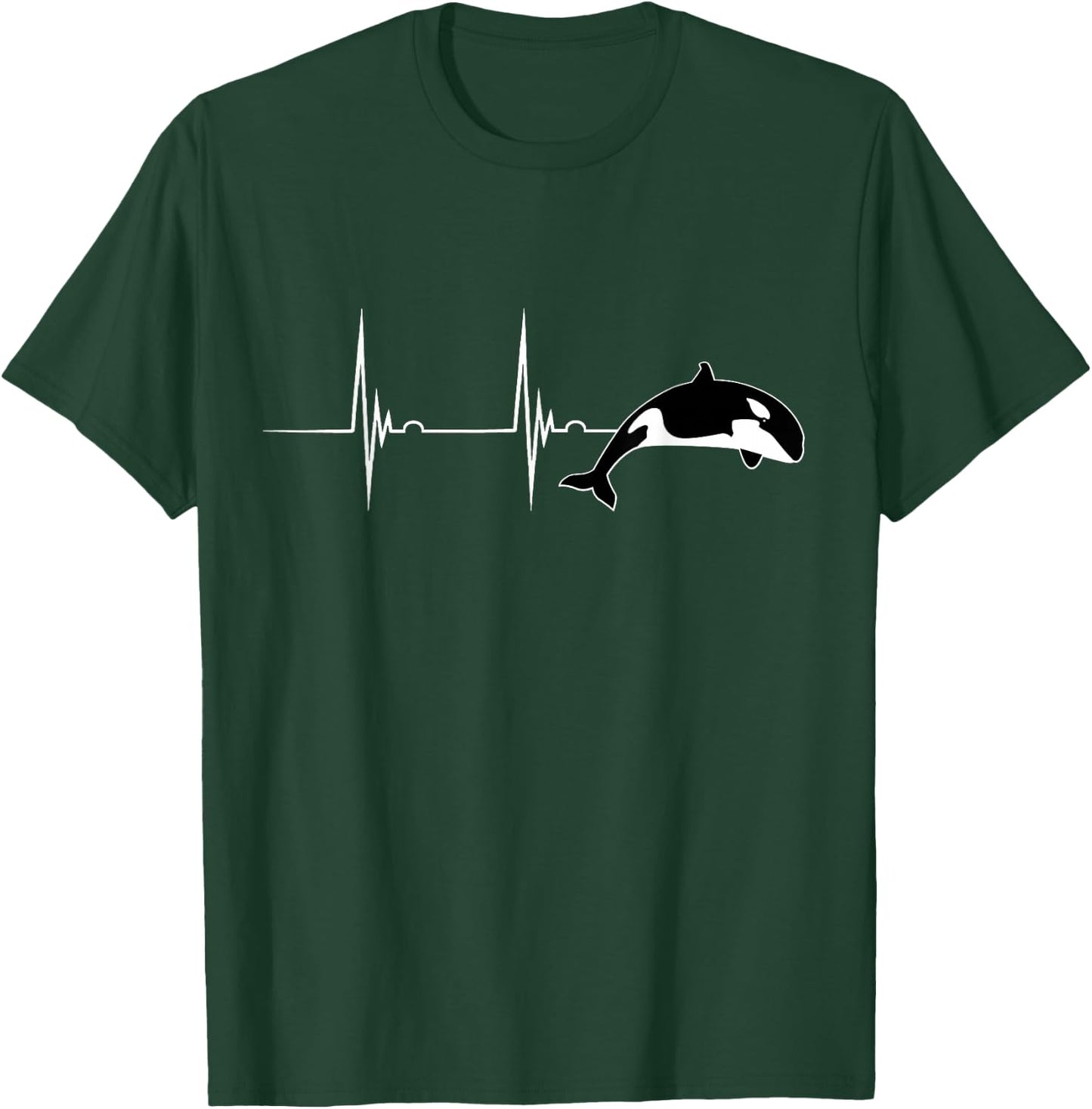 Orca Whale Ocean Animal Heartbeat EKG Pulse T-Shirt - T-Shirt | Forest