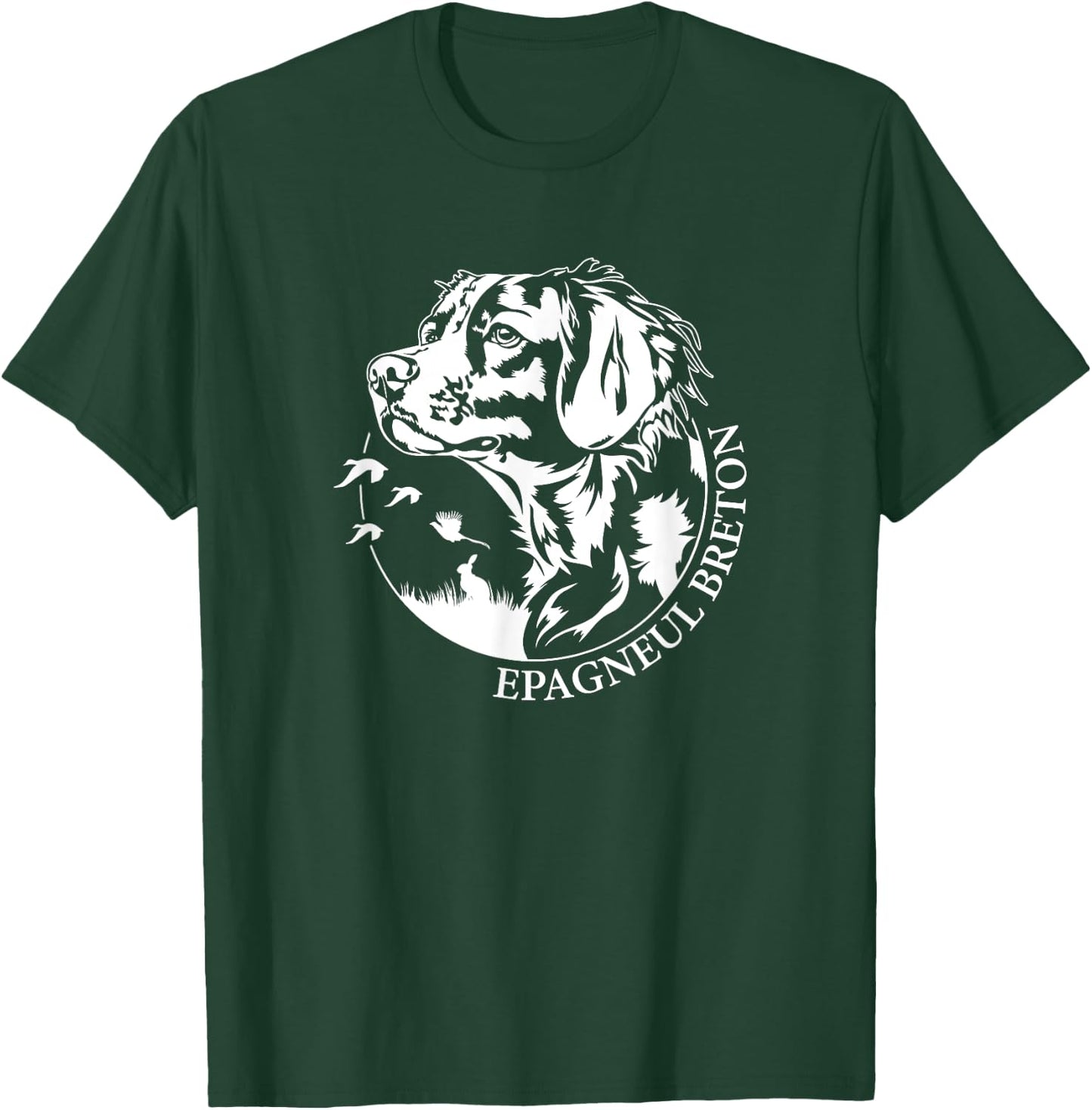 Breton Spaniel Hunting Dog Portrait Hunting Dog , Black, S T-Shirt - T-Shirt | Forest