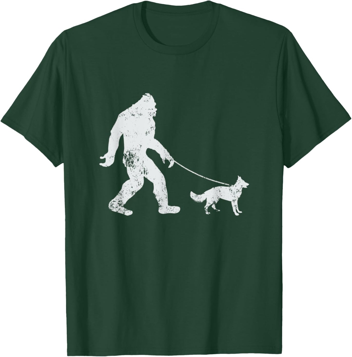 Bigfoot walking German Shepherd Funny Sasquatch T-Shirt - T-Shirt | Forest