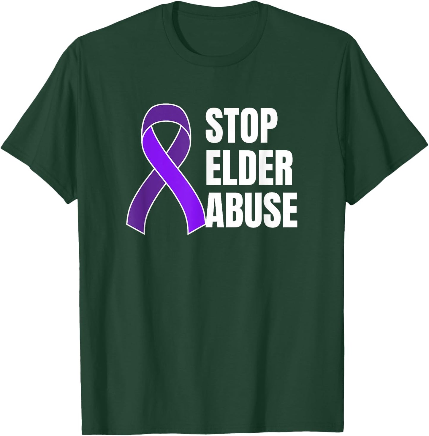 Stop Elder Abuse Purple Ribbon Elder Abuse Awareness Month T-Shirt - T-Shirt | Forest