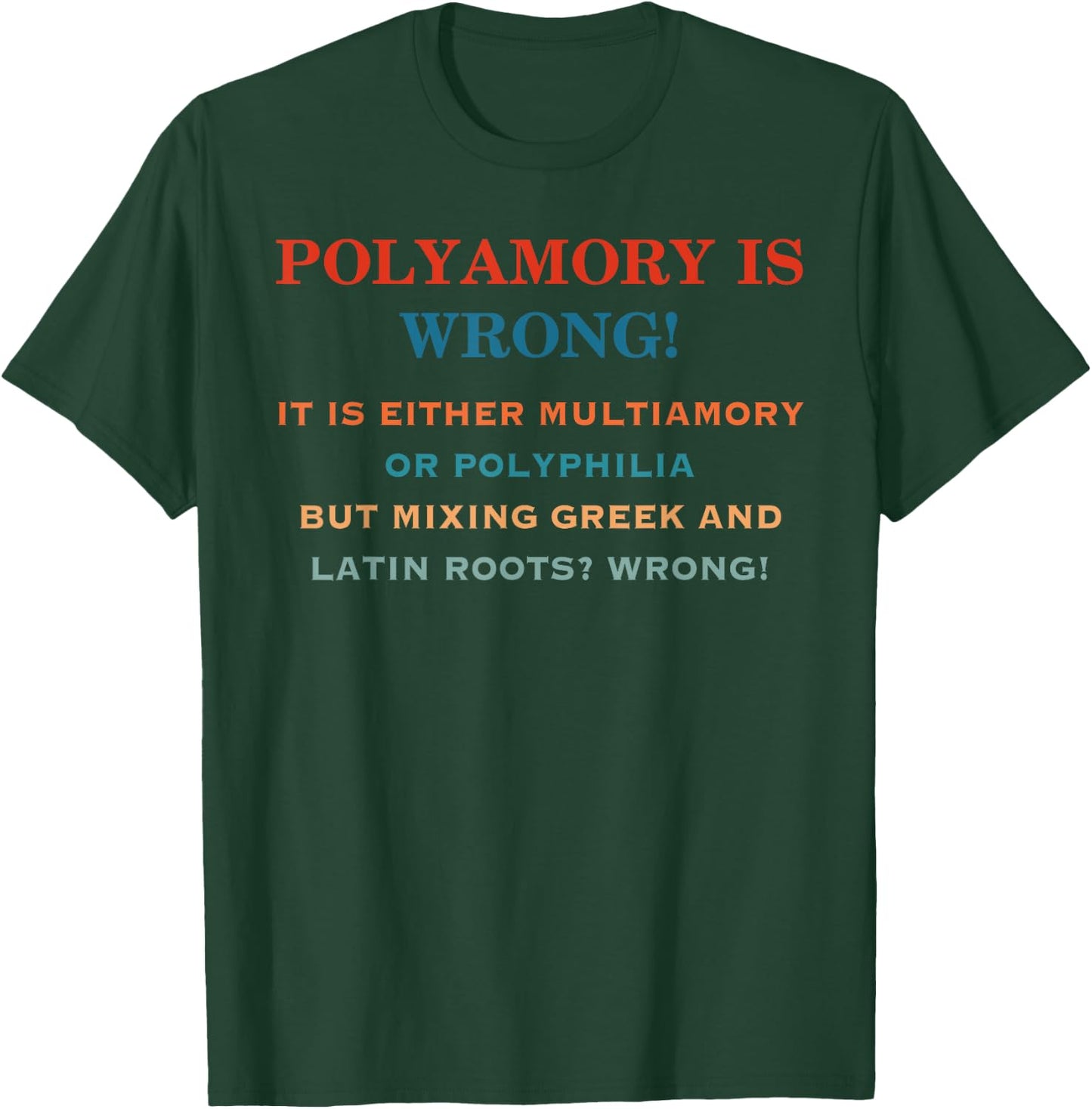 Polyamory Is Wrong! It Is Either Multiamory Or Polyphilia T-Shirt - T-Shirt | Forest