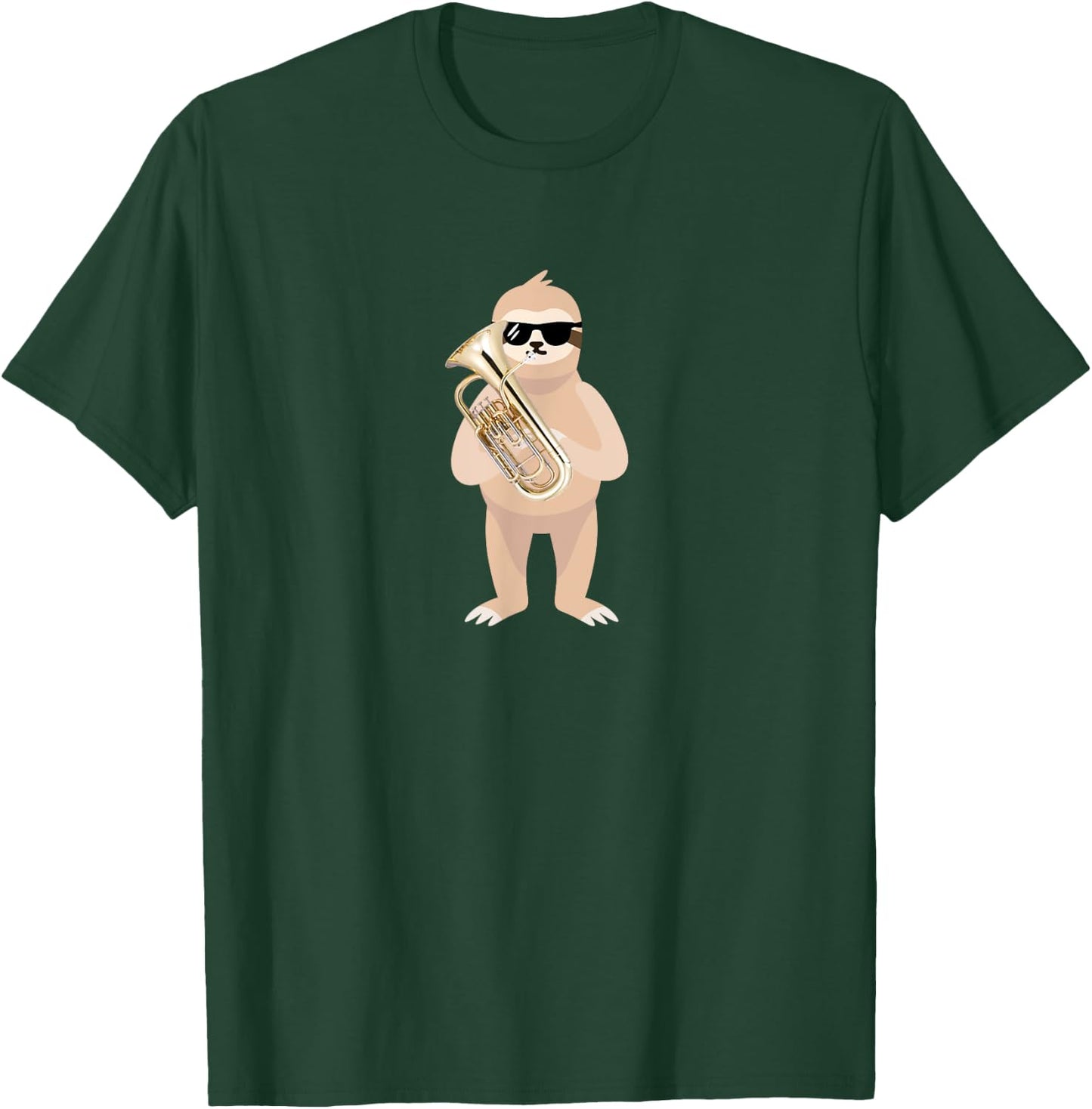 Funny Sloth Wearing Sunglasses Playing Euphonium T-Shirt - T-Shirt | Forest
