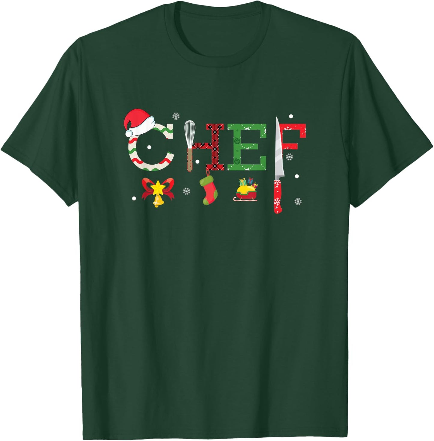 Chef - Funny Xmas Cooking Lover Food Maker Gift -Adults Black Small Short Sleeve Winter Holiday T-Shirt - T-Shirt | Forest