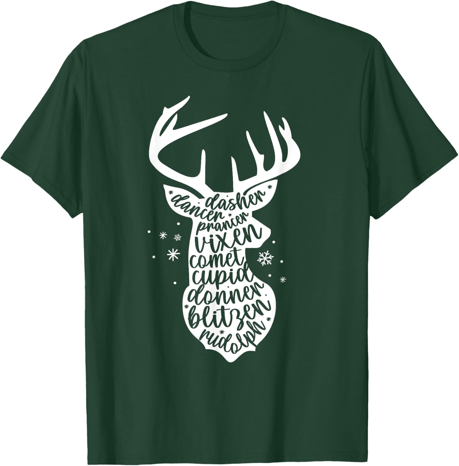 Christmas Reindeer Names Cute Holiday Rudolph Kids T-Shirt - T-Shirt | Forest