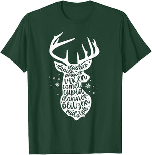 Christmas Reindeer Names Cute Holiday Rudolph Kids T-Shirt - T-Shirt | Forest