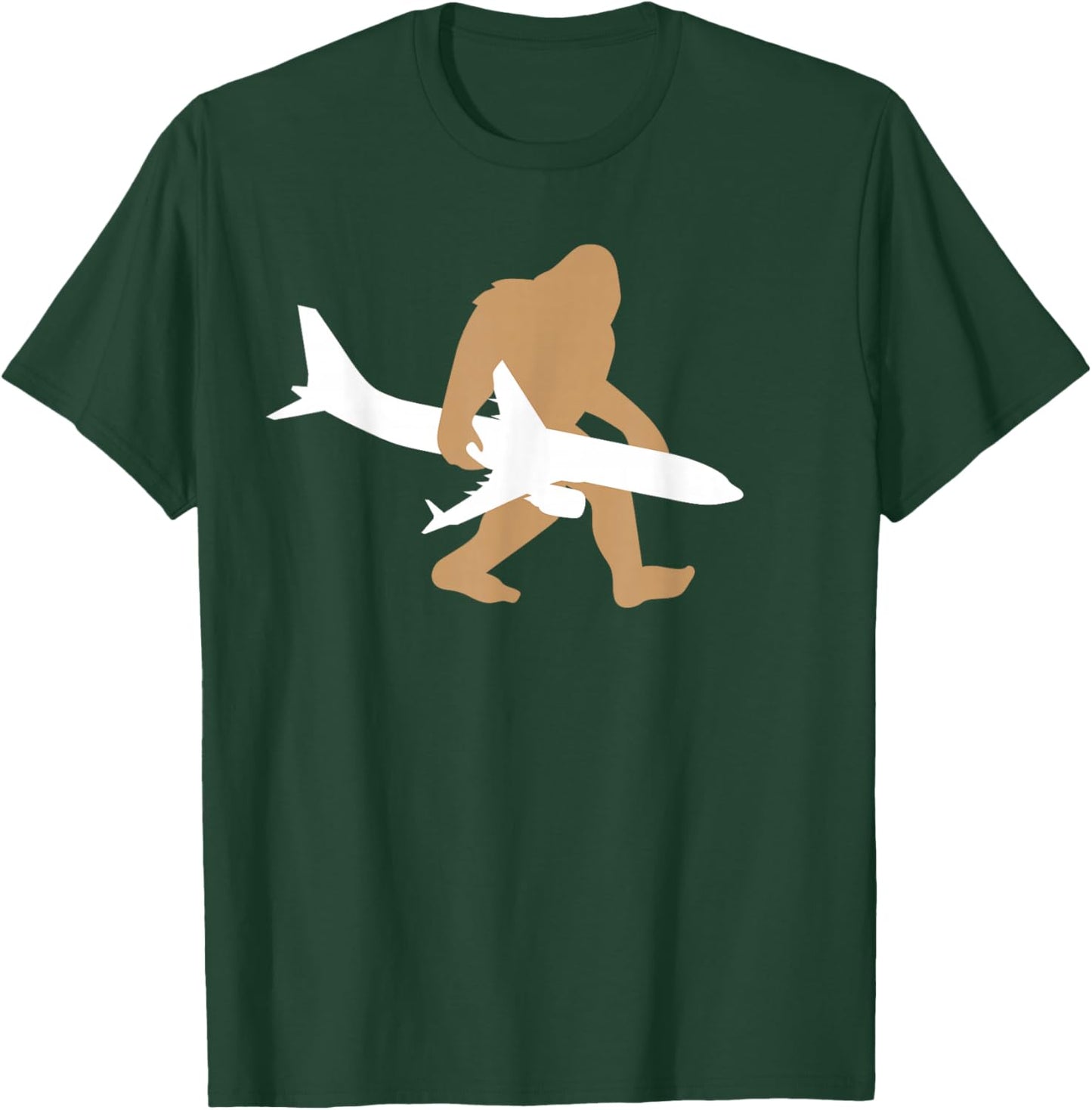 Funny Bigfoot Airplane Shirt, Cute Pilot Sasquatch Gift T-Shirt - T-Shirt | Forest