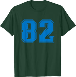 Number #82 Blue Sports Jersey Lucky Number T-Shirt - T-Shirt | Forest