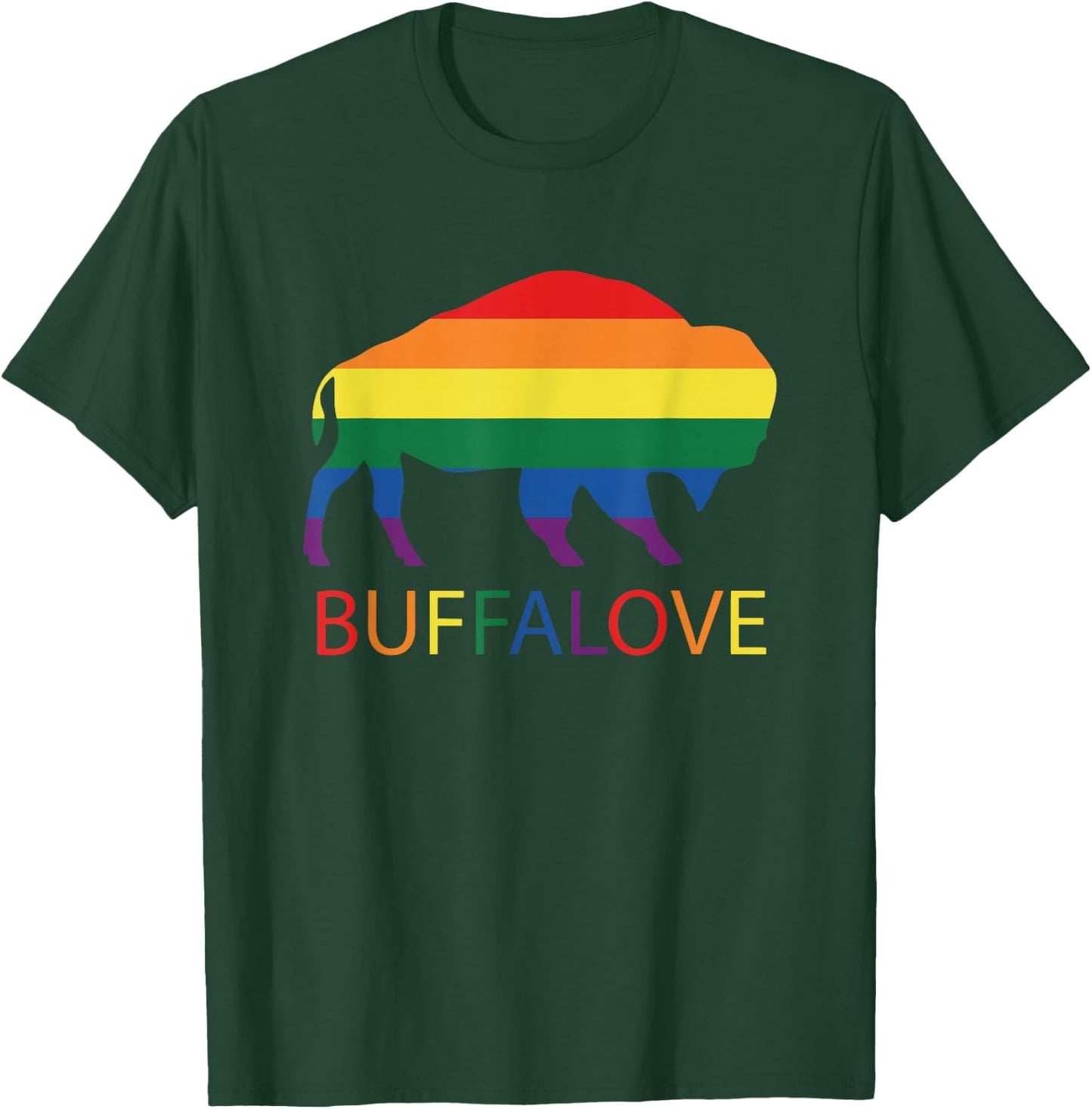 Bufflove Buffalo Say Gay Rainbow LGBTQ Pride Month T-Shirt - T-Shirt | Forest