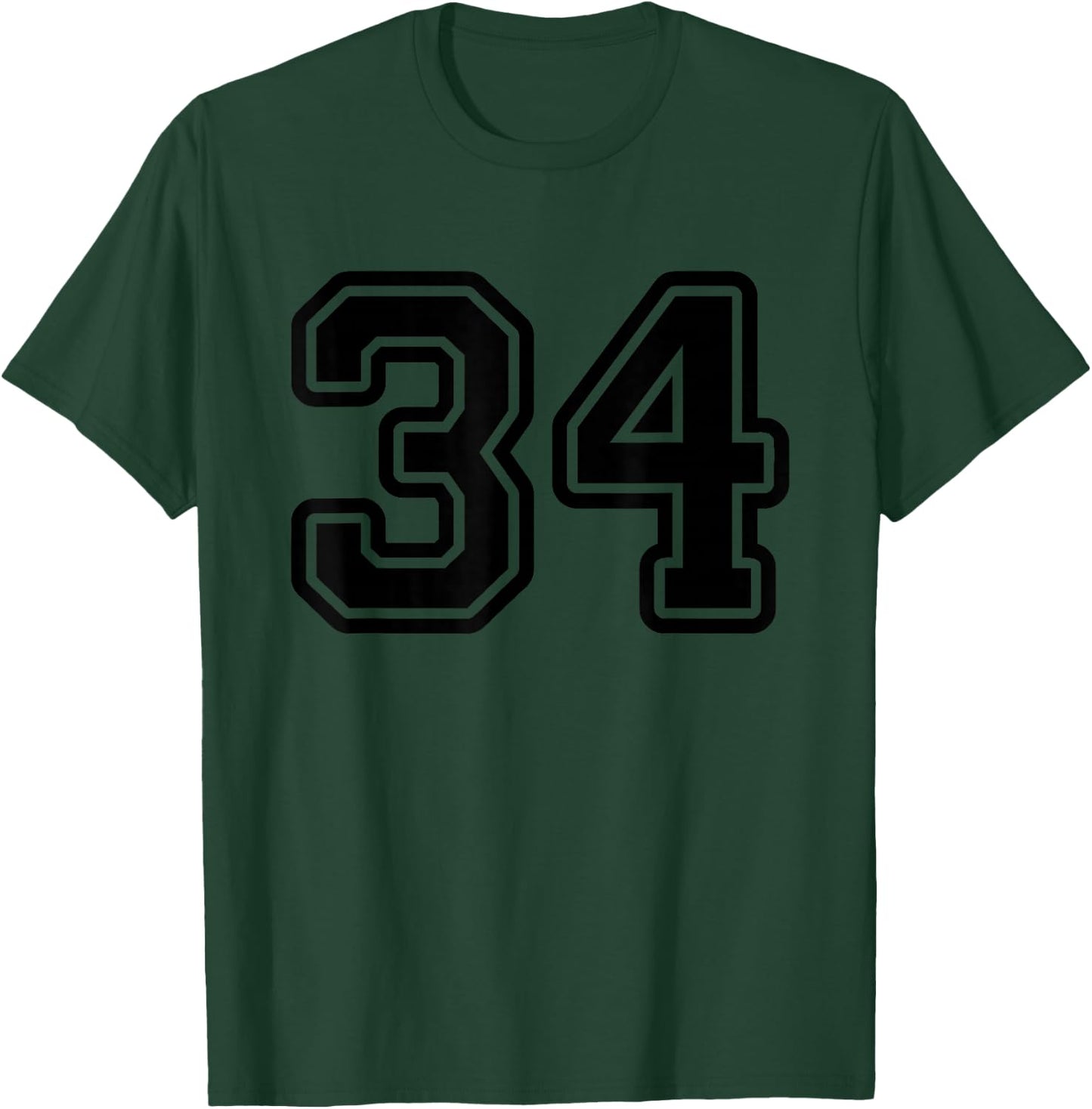Number #34 Black Sport Varsity Number 34 T-Shirt - T-Shirt | Forest