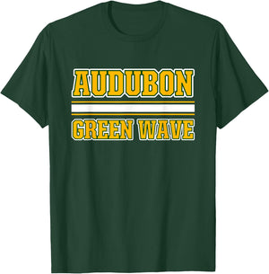 Audubon Green Wave Horizontal Stripes T-Shirt - T-Shirt | Forest