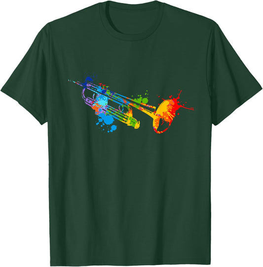 Splash Art Trompete Musikinstrument Trompeter T-Shirt - T-Shirt | Forest