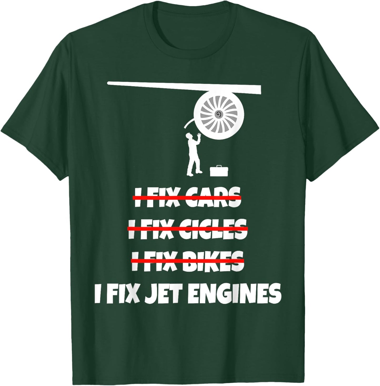 Jet Engine Picture Shirt Mechanic Airplane Technician T-Shirt - T-Shirt | Forest