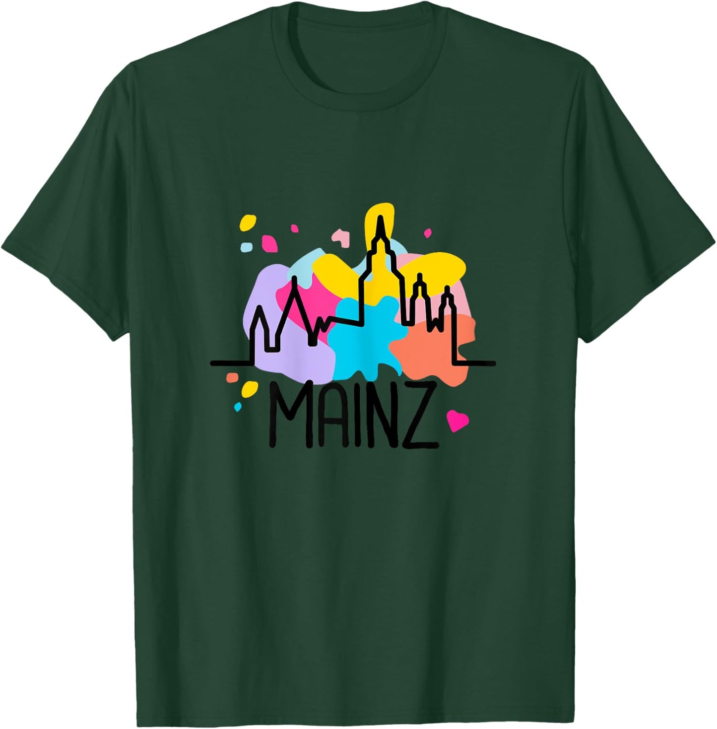 Mainz Mainz Cathedral Silhouette with Paint Splatters Meenzer Girl's , White T-Shirt - T-Shirt | Forest
