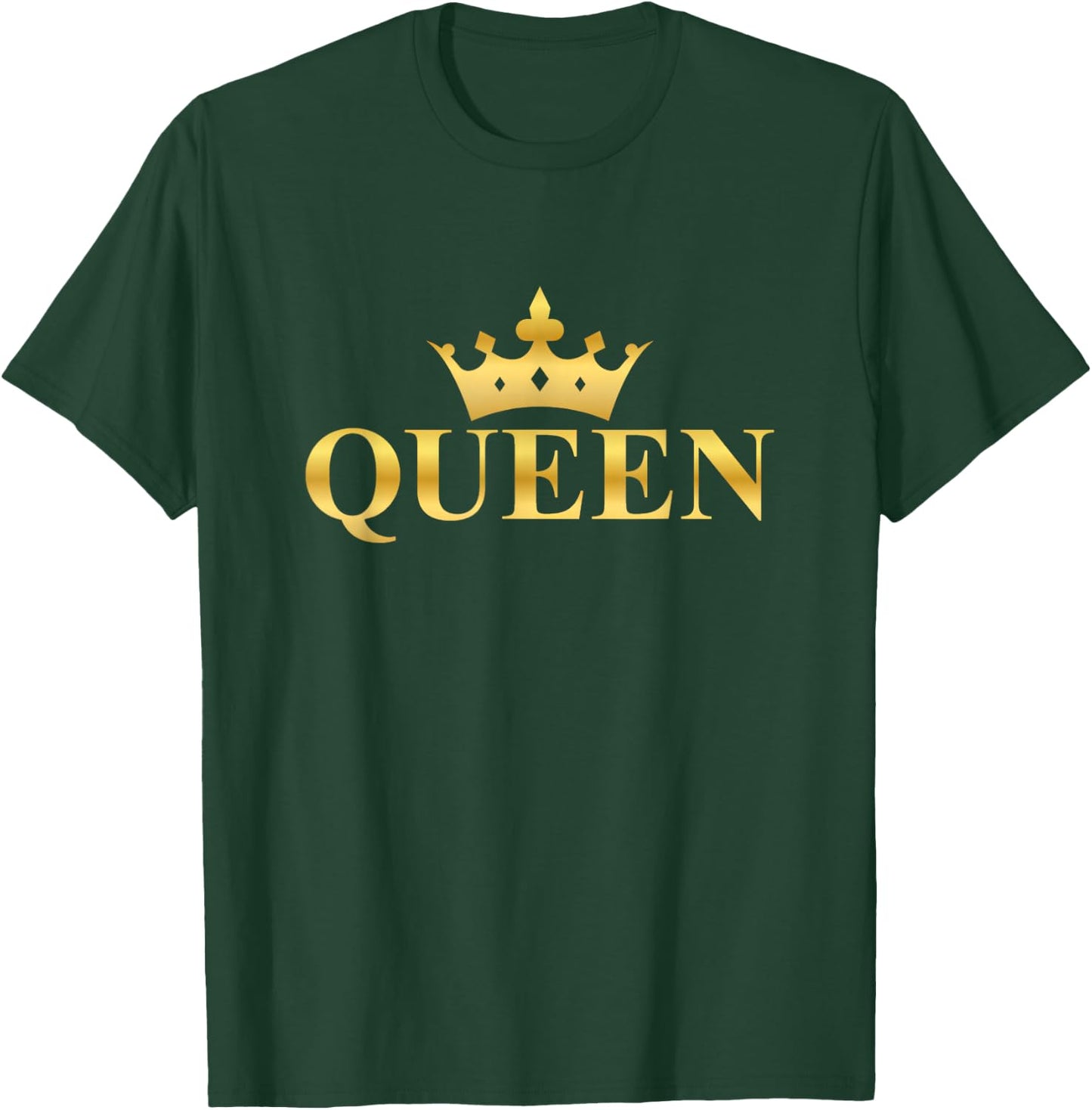 Gold Queen Text Design with Crown T-Shirt - T-Shirt | Forest