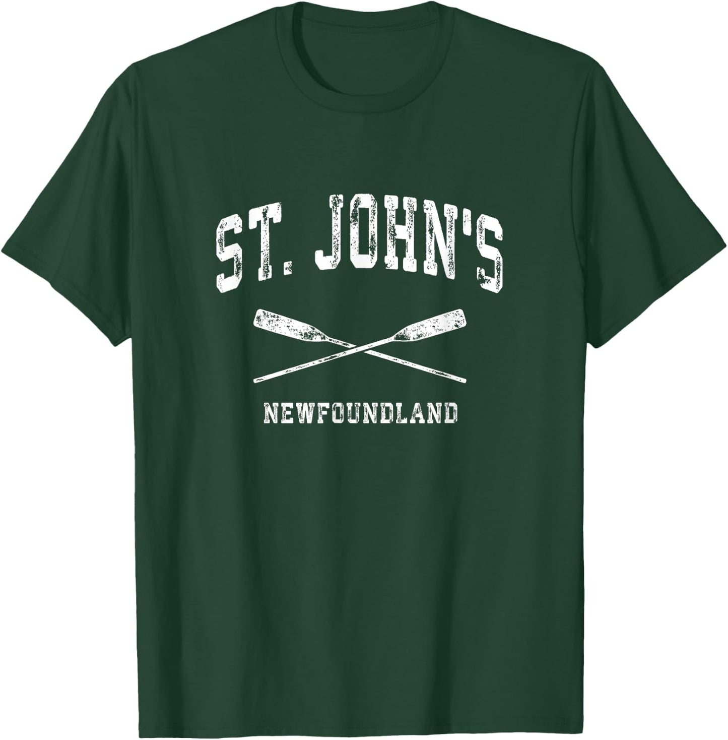 St. John's Newfoundland Vintage Nautical Crossed Oars T-Shirt - T-Shirt | Forest
