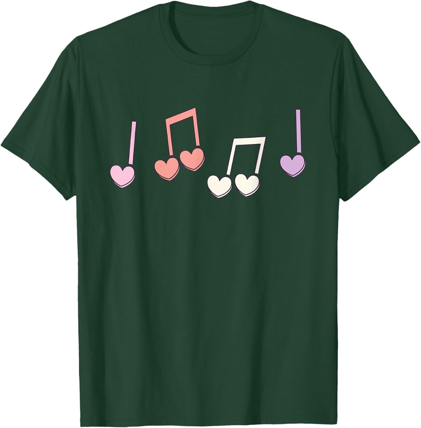 Music Heart Music Note Funny Musician Kids Cute Girls Music T-Shirt - T-Shirt | Forest
