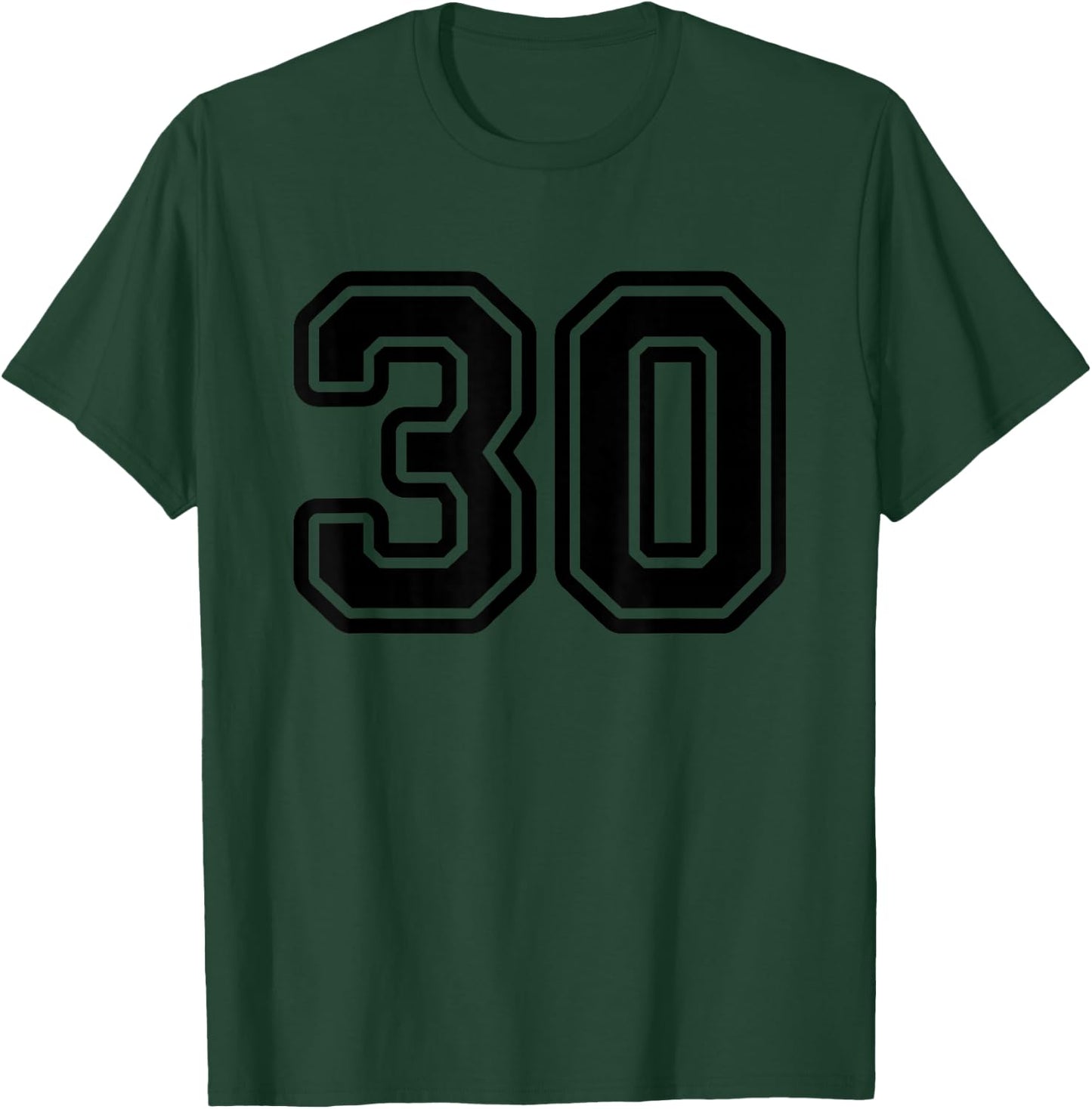 Number #30 Black Sport Varsity Number 30 T-Shirt - T-Shirt | Forest