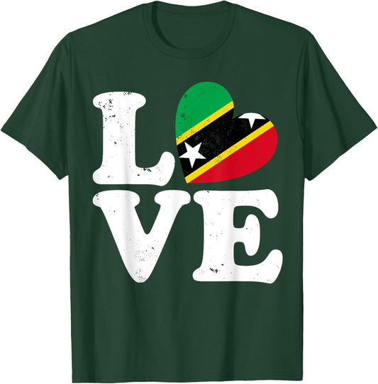 Love Heart St Kitts and Nevis Proud St Kitts and Nevis Flag T-Shirt - T-Shirt | Forest
