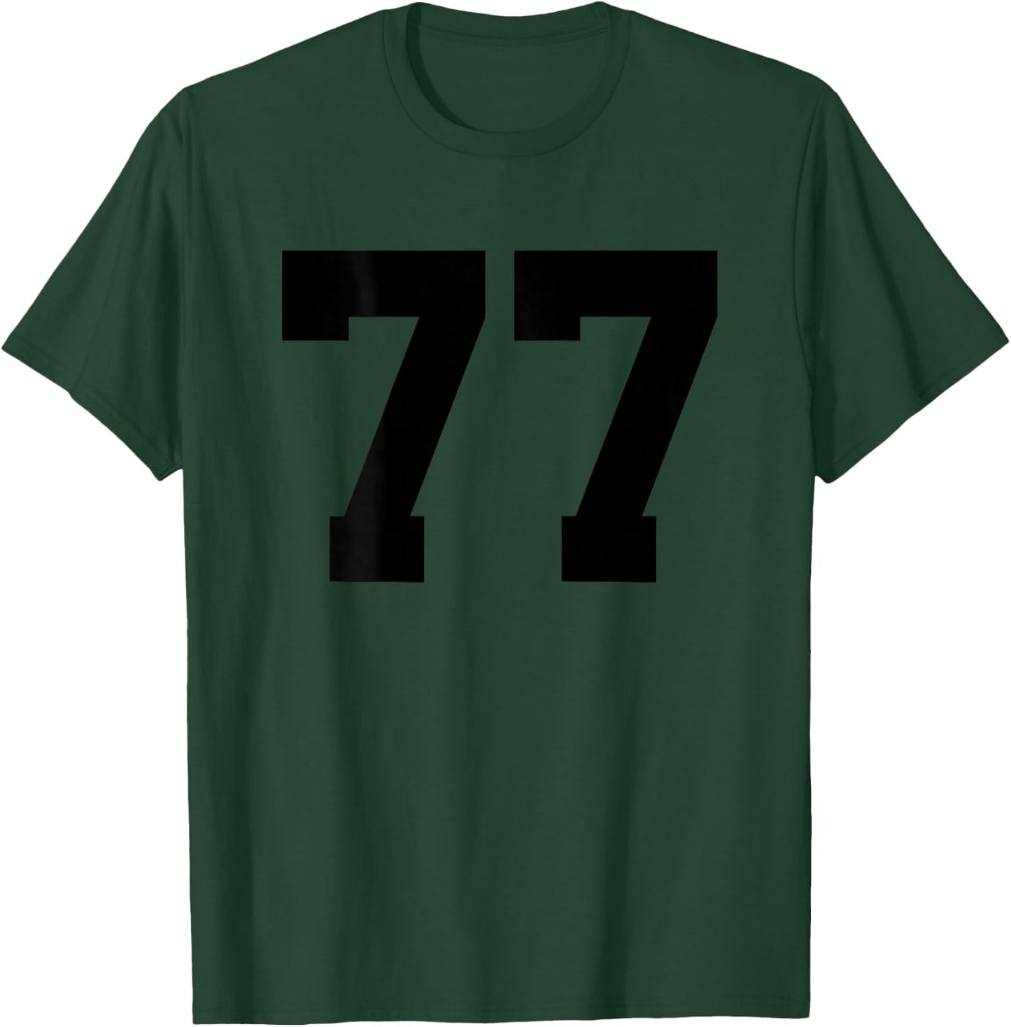 Number 77 (Prints on the Back) Cotton Team Jersey T-Shirt - T-Shirt | Forest
