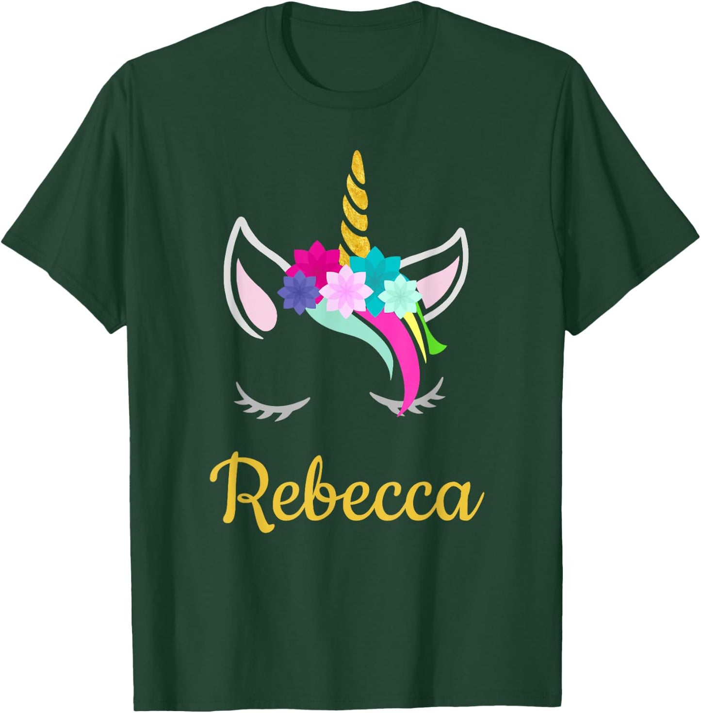 Rebecca Dark Unicorn Name T-Shirt - T-Shirt | Forest