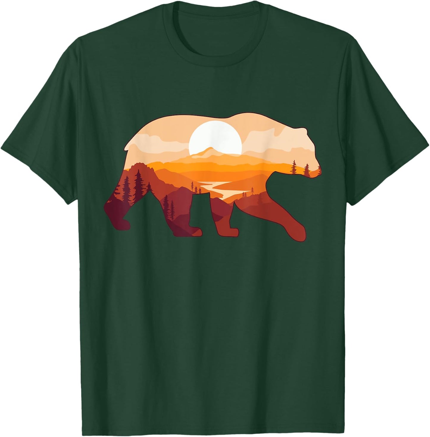 Bear Double Exposure Preserve Surreal Wildlife Animal Themed T-Shirt - T-Shirt | Forest