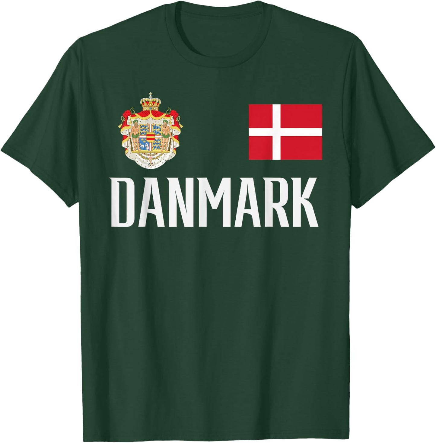 Denmark Flag Danmark Football Soccer Fan Men Women Kids T-Shirt - T-Shirt | Forest
