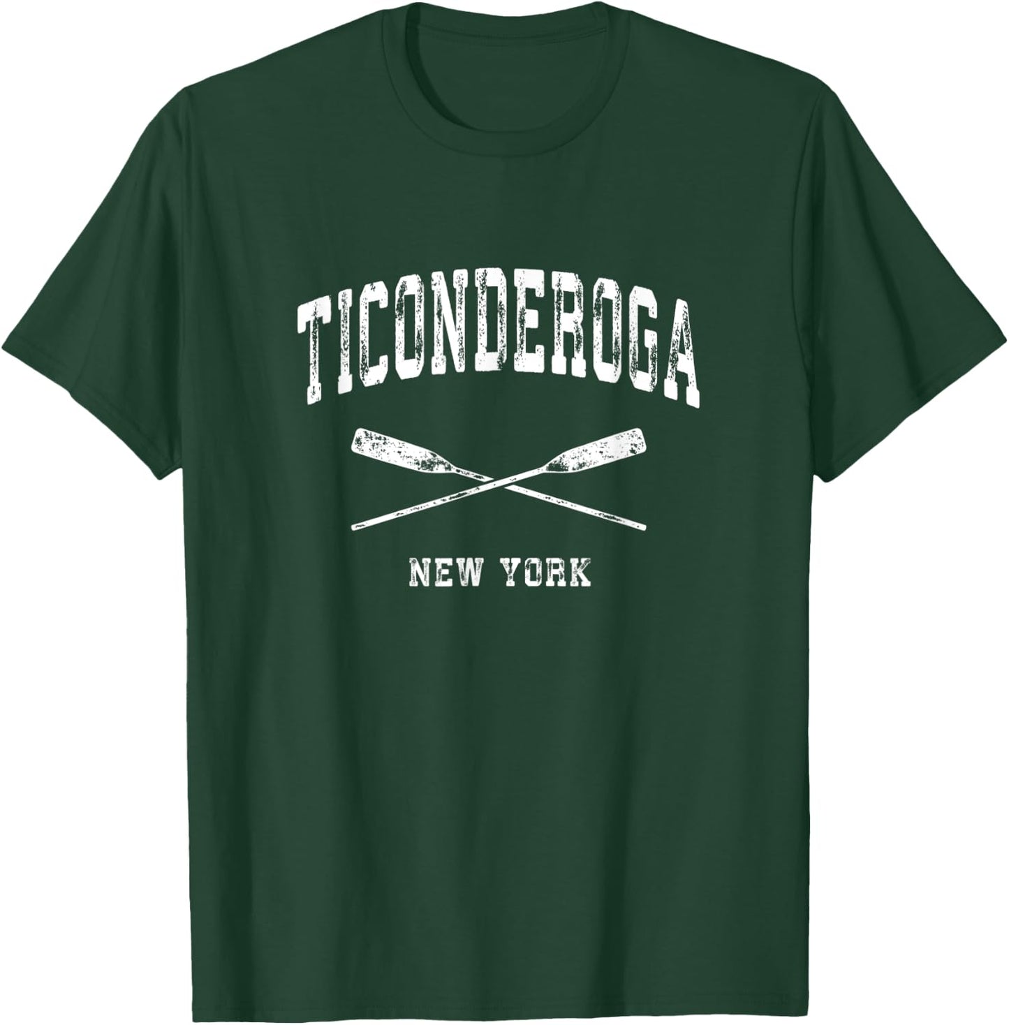 Ticonderoga New York Vintage Nautical Crossed Oars T-Shirt - T-Shirt | Forest