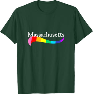 Happy Massachusetts LGBTQ Rainbow Logo Gay Pride Parade Love T-Shirt - T-Shirt | Forest