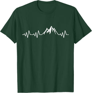 for Hiking Heartbeat Mountain Mountain EKG Mountaineering Hiker Pulse, black T-Shirt - T-Shirt | Forest