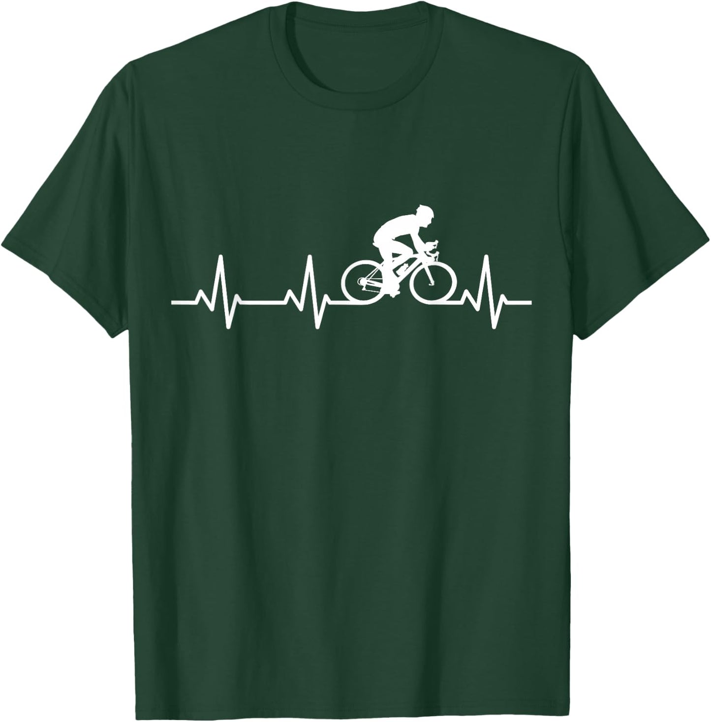 Herzschlag Radfahrer EKG Fahrrad Herzlinie T-Shirt - T-Shirt | Forest