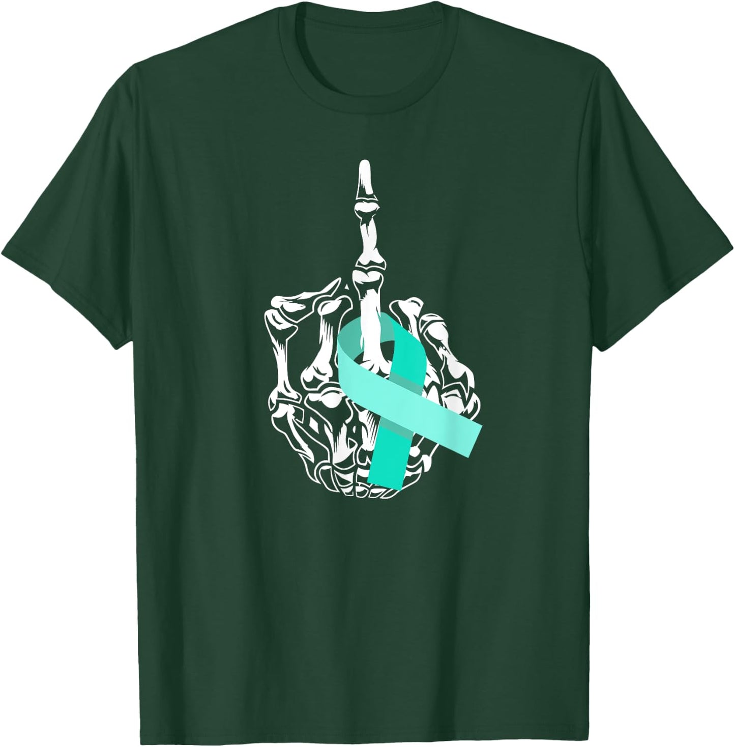 Fuck Ovarian Cancer Middle Finger Ovarian Cancer Awareness T-Shirt - T-Shirt | Forest
